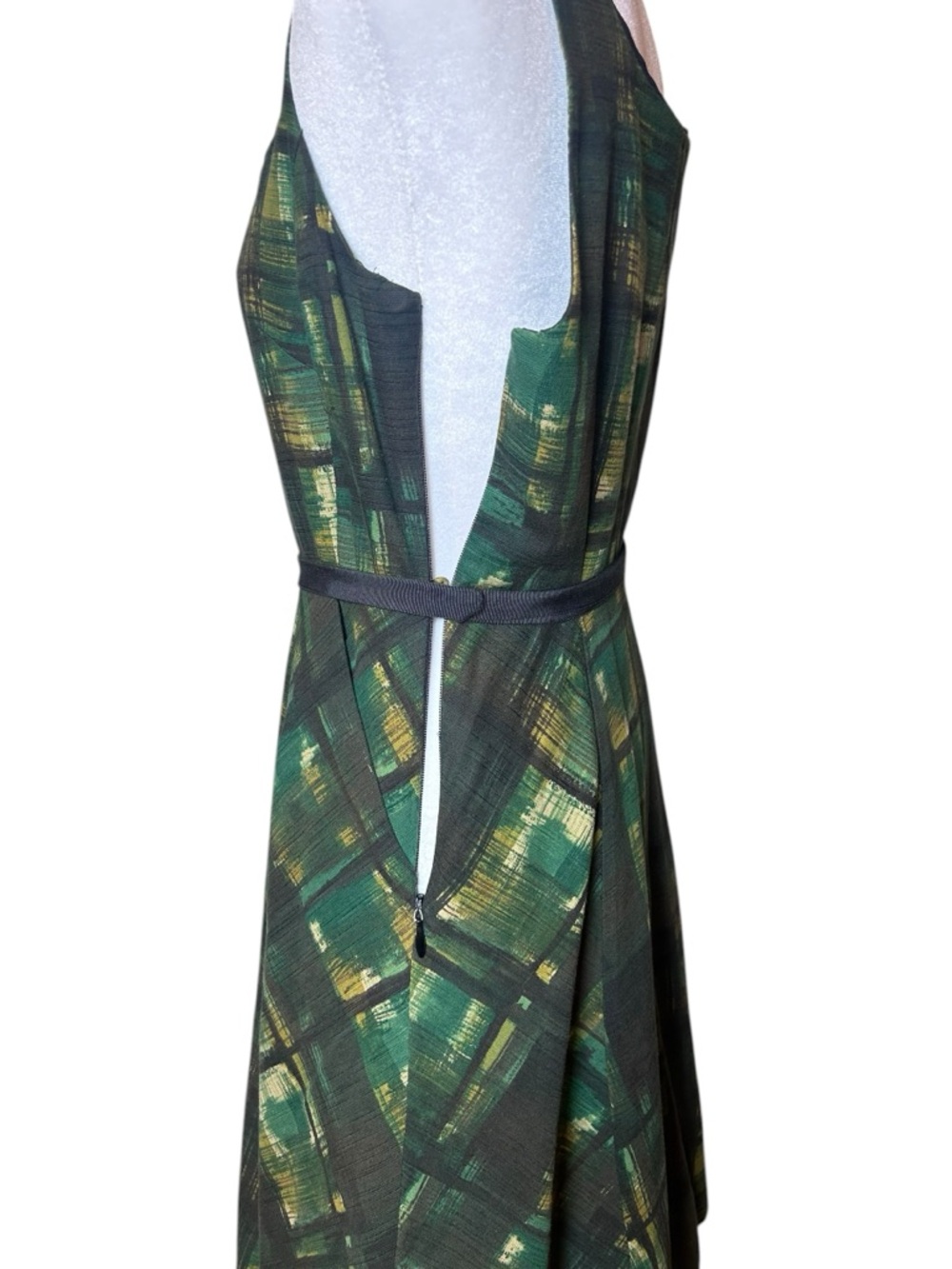 Anthropologie Maeve Dress Size 4
Green Plaid Fit & Flare Belted Midi - Picture 7 of 11